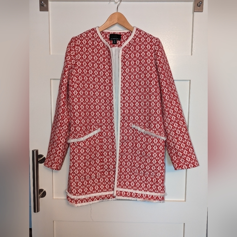 Cynthia Rowley Jacket/suit coat. Women's size S jacket. Red and white.